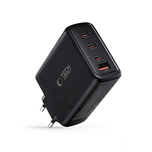 Tech-Protect Tietokoneen / Puhelimen laturi 140W 3x USB-C  + USB-A - Musta