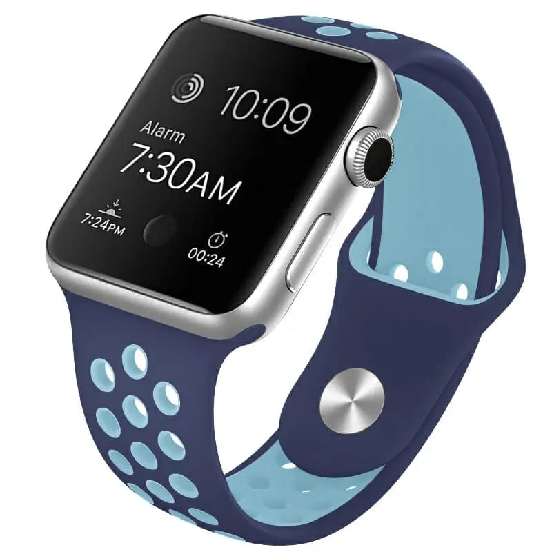 Apple Watch 38 / 40 / 41 mm Urheiluranneke - S/M - Laivastonsininen/Vaaleansininen