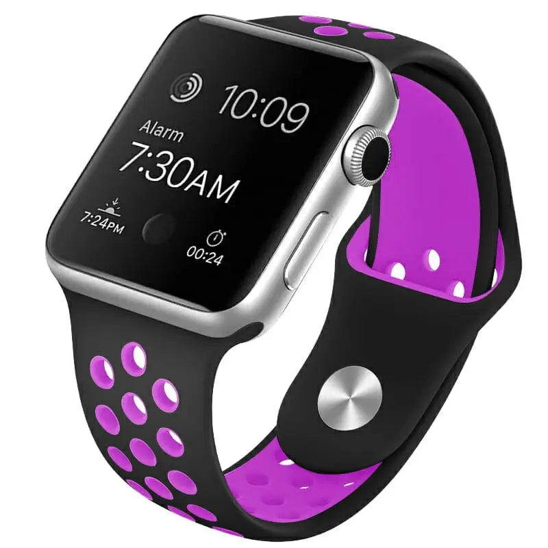 Apple Watch 38 / 40 / 41 mm Urheiluranneke - S/M - Musta/Violetti