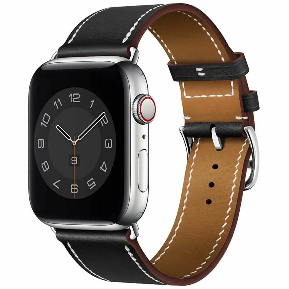 Apple Watch 38 / 40 / 41 mm Nahkaranneke - Musta