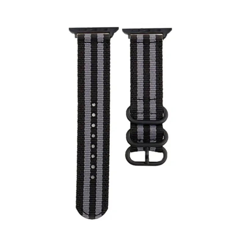 Apple Watch 38 / 40 / 41 mm Nato-ranneke - Musta/Harmaa