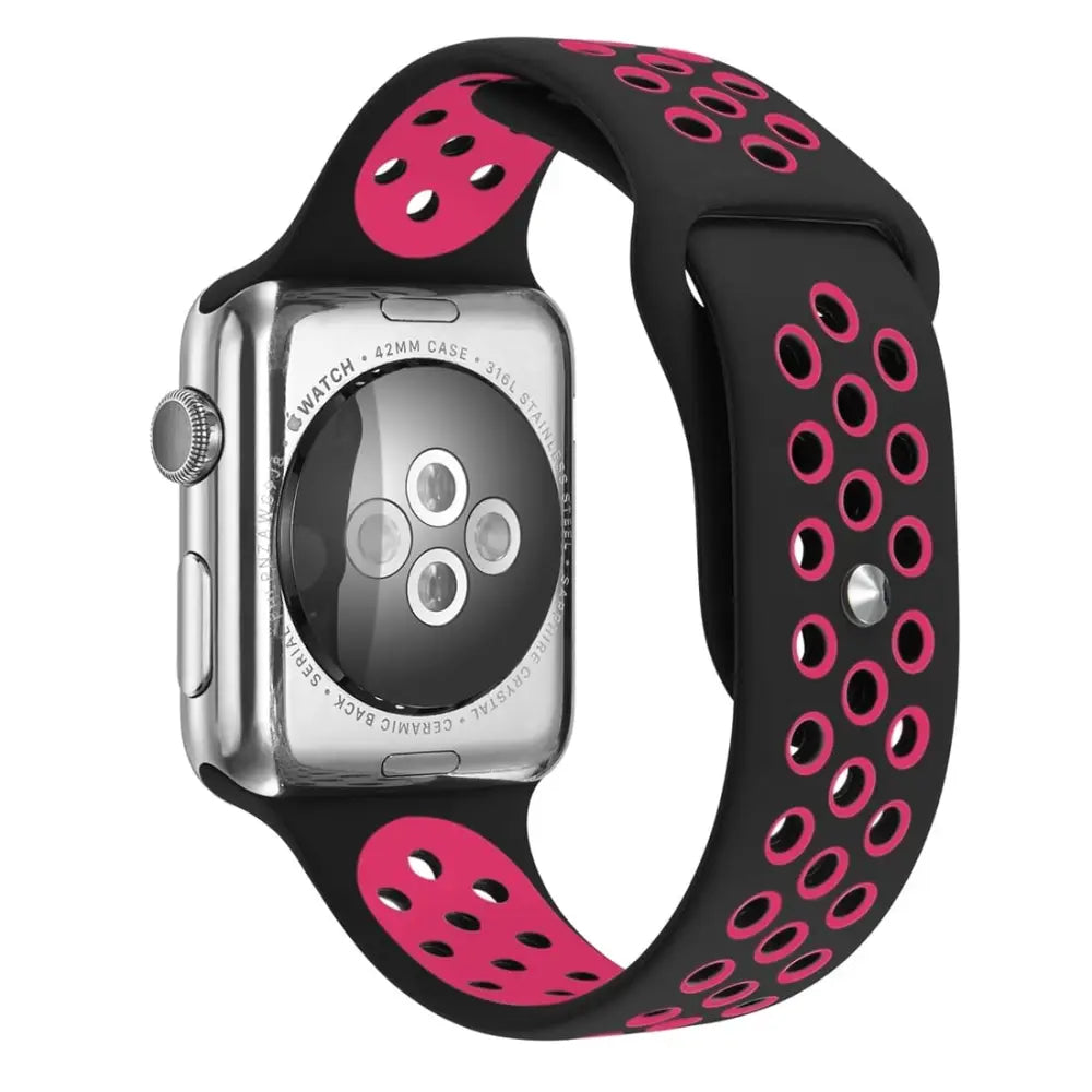 Apple Watch 38 / 40 / 41 mm Urheiluranneke - S/M - Musta/Pinkki