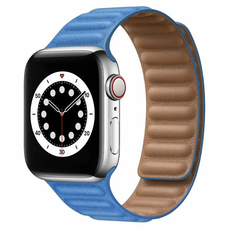 Apple Watch 42 / 44 / 45 mm Magneettinen Nahkaranneke - Sininen
