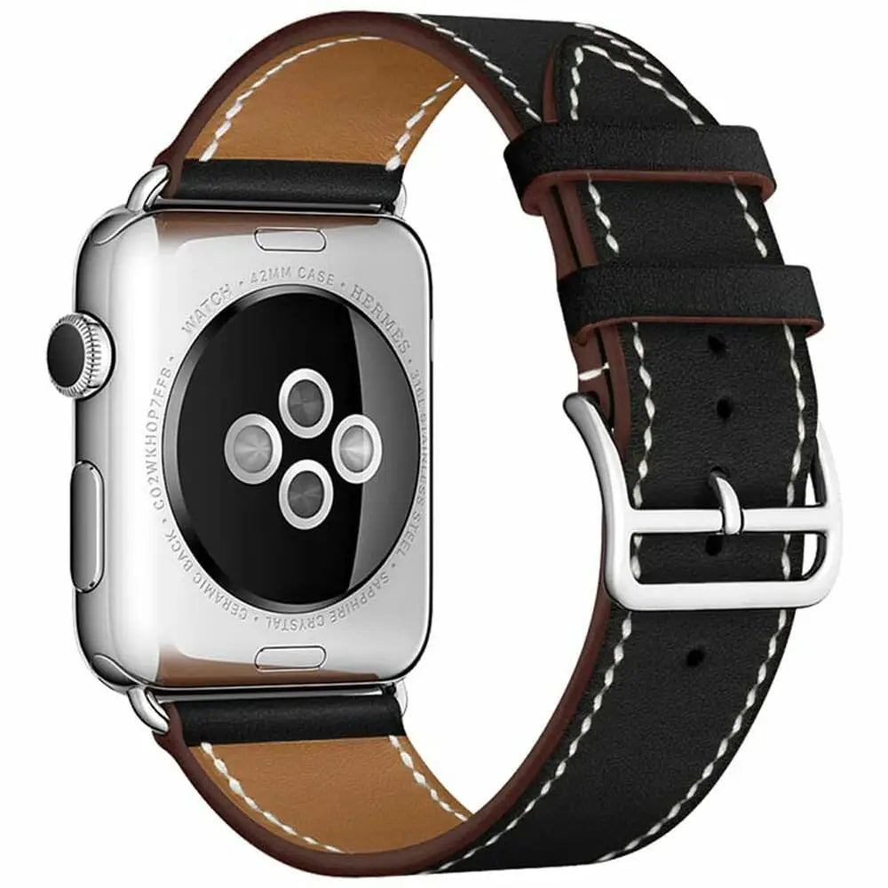 Apple Watch 42 / 44 / 45 mm Nahkaranneke - Musta
