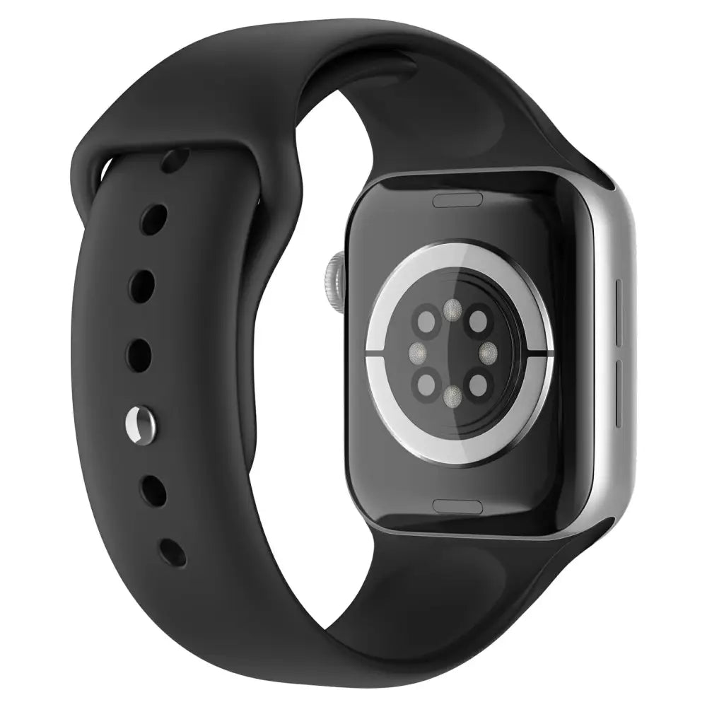 Apple Watch 42 / 44 / 45 mm Silikoniranneke - M/L - Musta