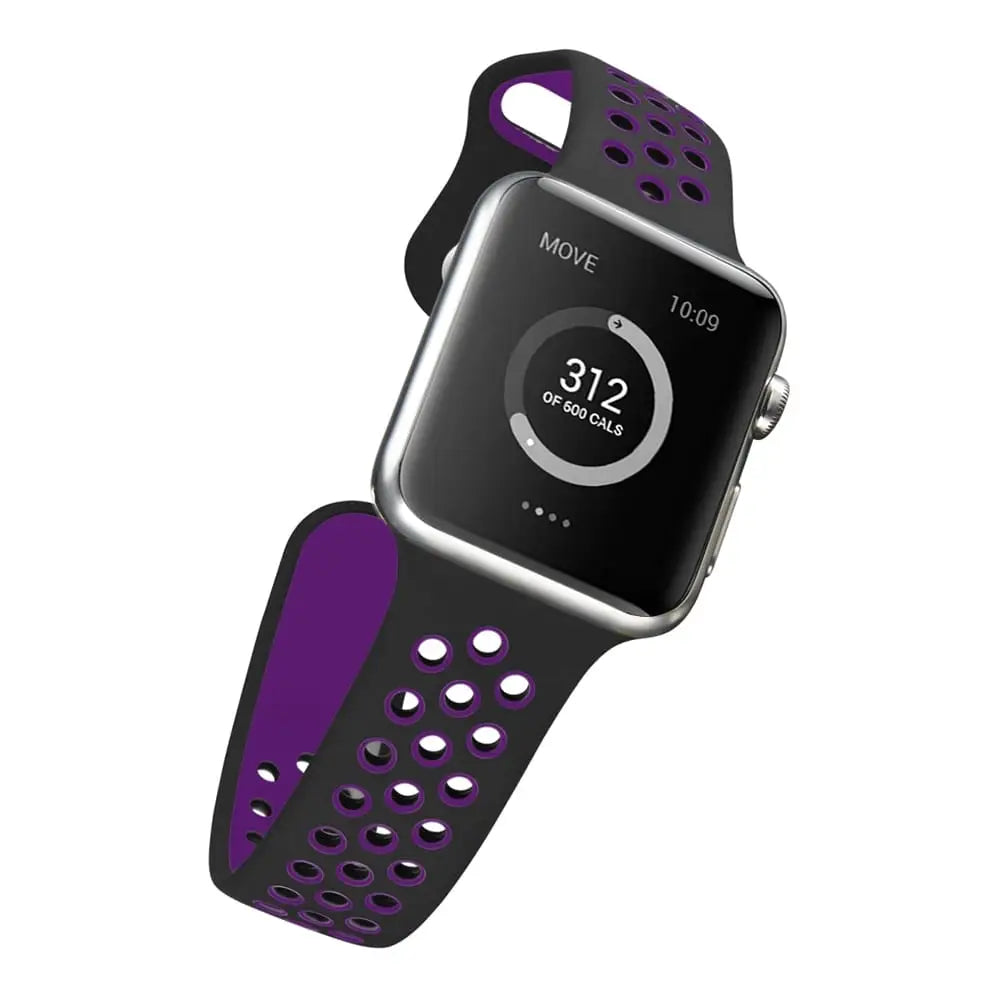 Apple Watch 42 / 44 / 45 mm Urheiluranneke - Musta/Violetti