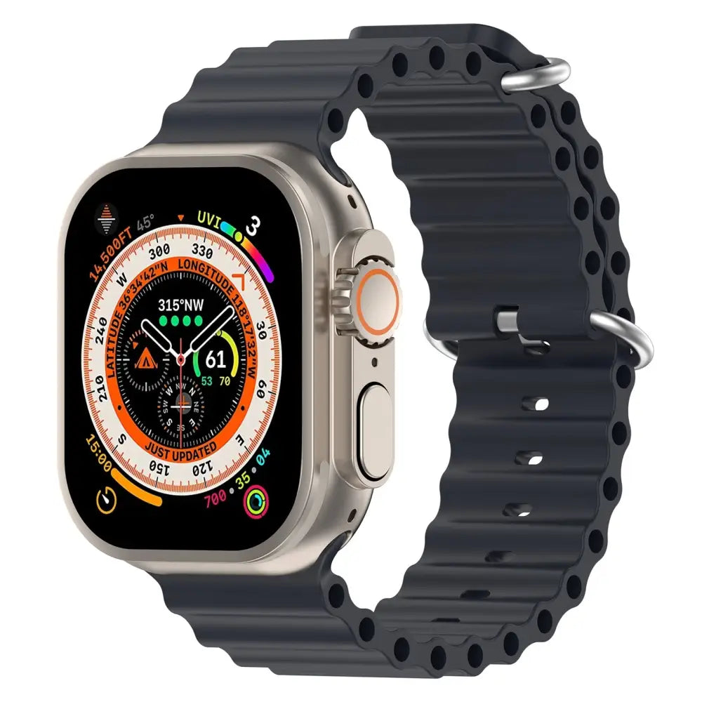 Apple Watch Ocean silikoniranneke 42/44/45/49 mm - Musta