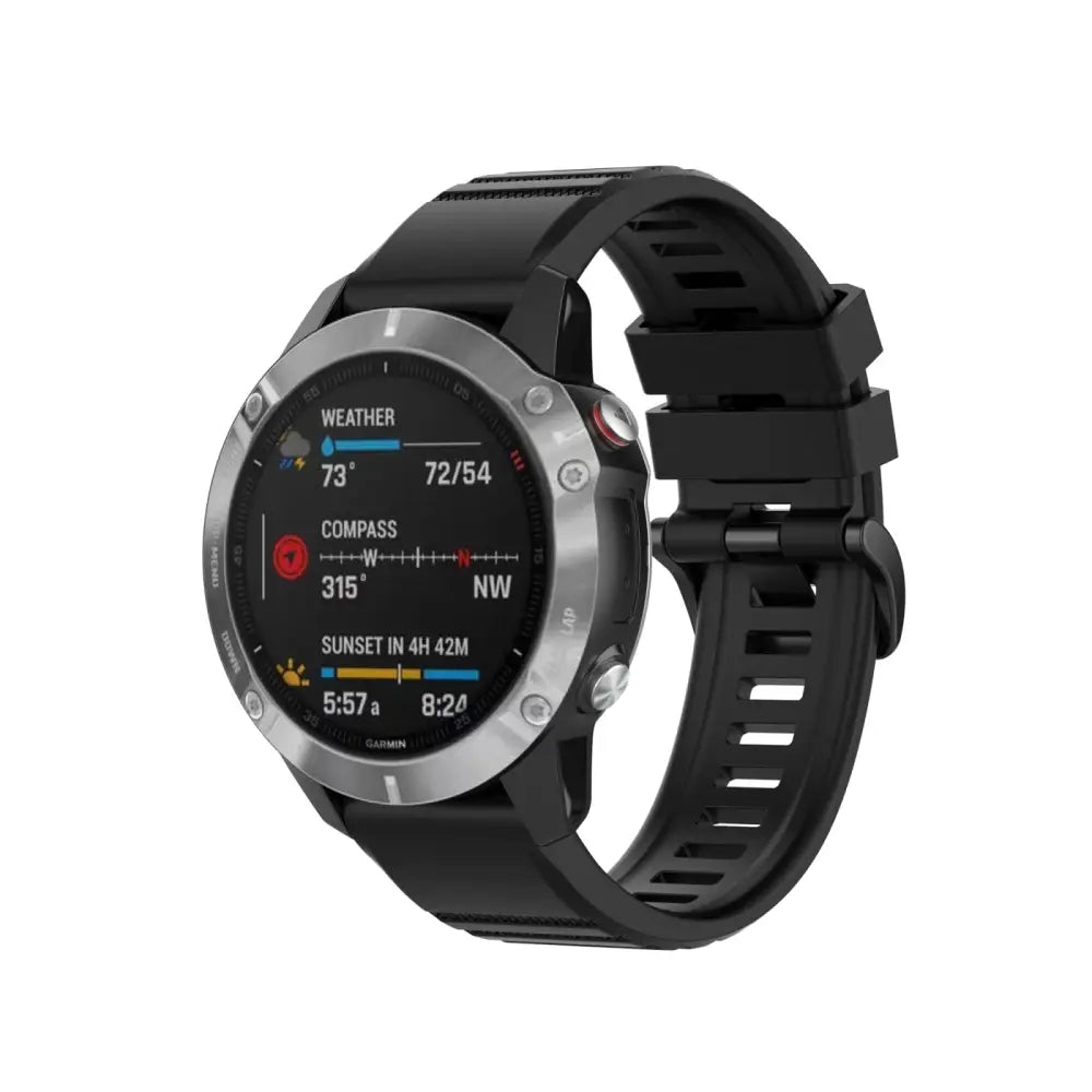 Mustan Garmin QuickFit-silikonirannekkeen digitaalinen näyttö ja musta hihna