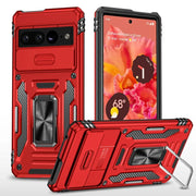 Punainen Google Pixel 9 Pro XL Armor Suojakotelo, kestävä ja kickstandilla