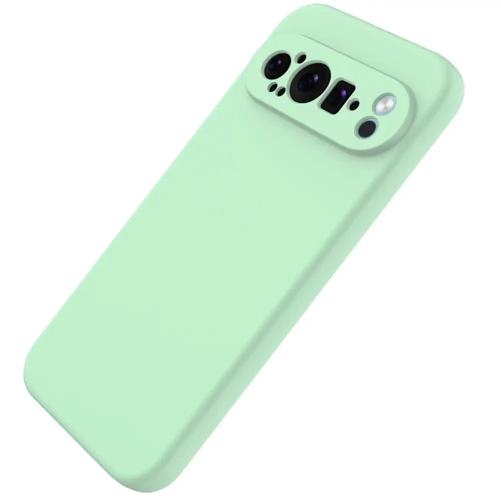 Mint green silicone phone case with camera cutouts for Google Pixel 9 Pro XL Silikonikuori