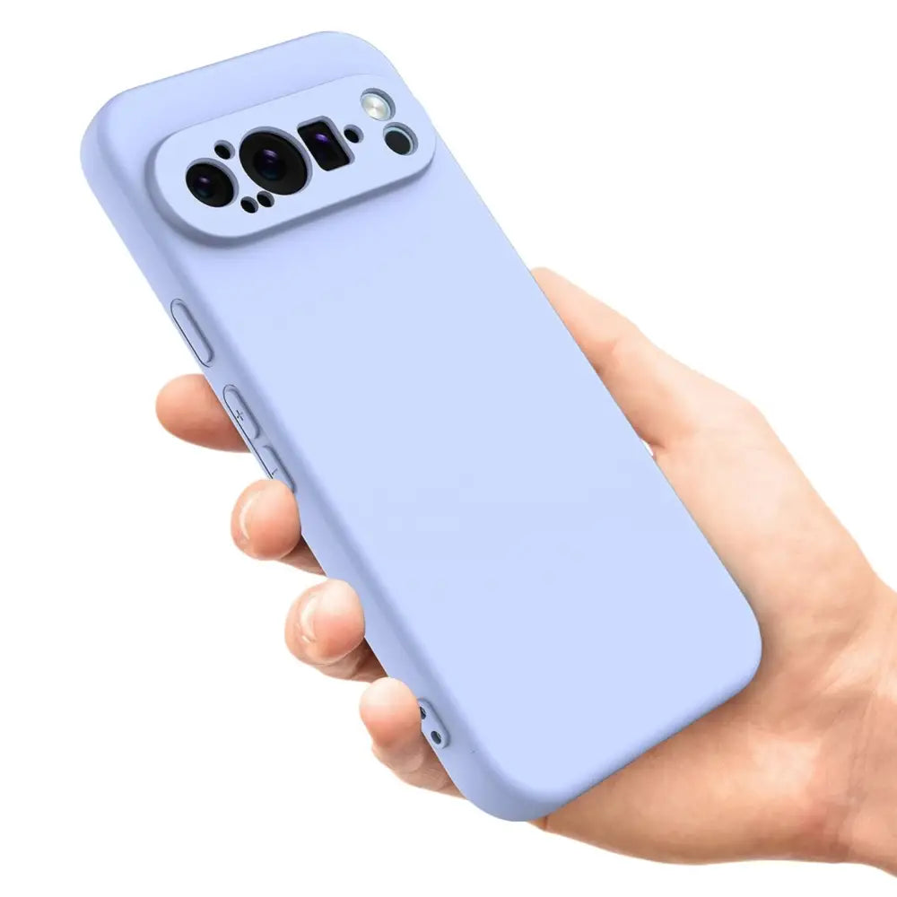 Vaaleansiniset silikonikuoret kameraleikkauksella Google Pixel 9 Pro XL varten