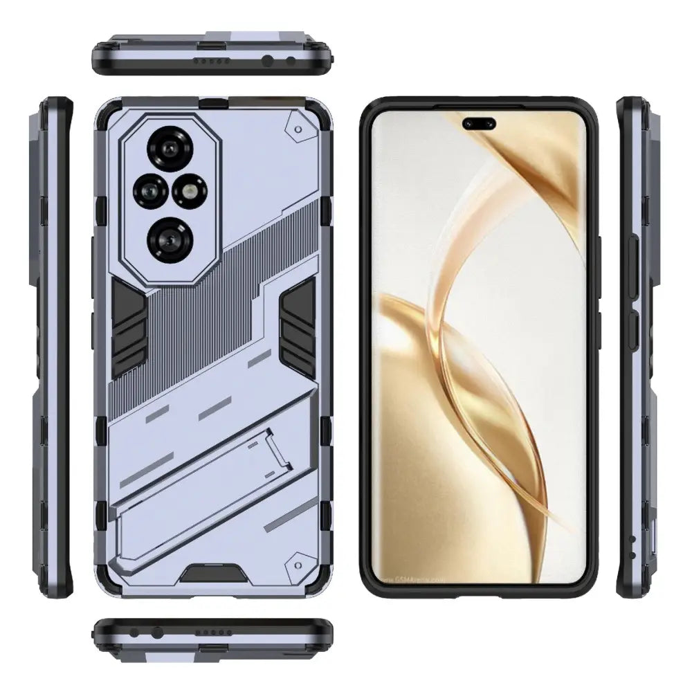 Harmaa Honor 200 Pro Armor Suojakotelo geometric armor kickstand phone case
