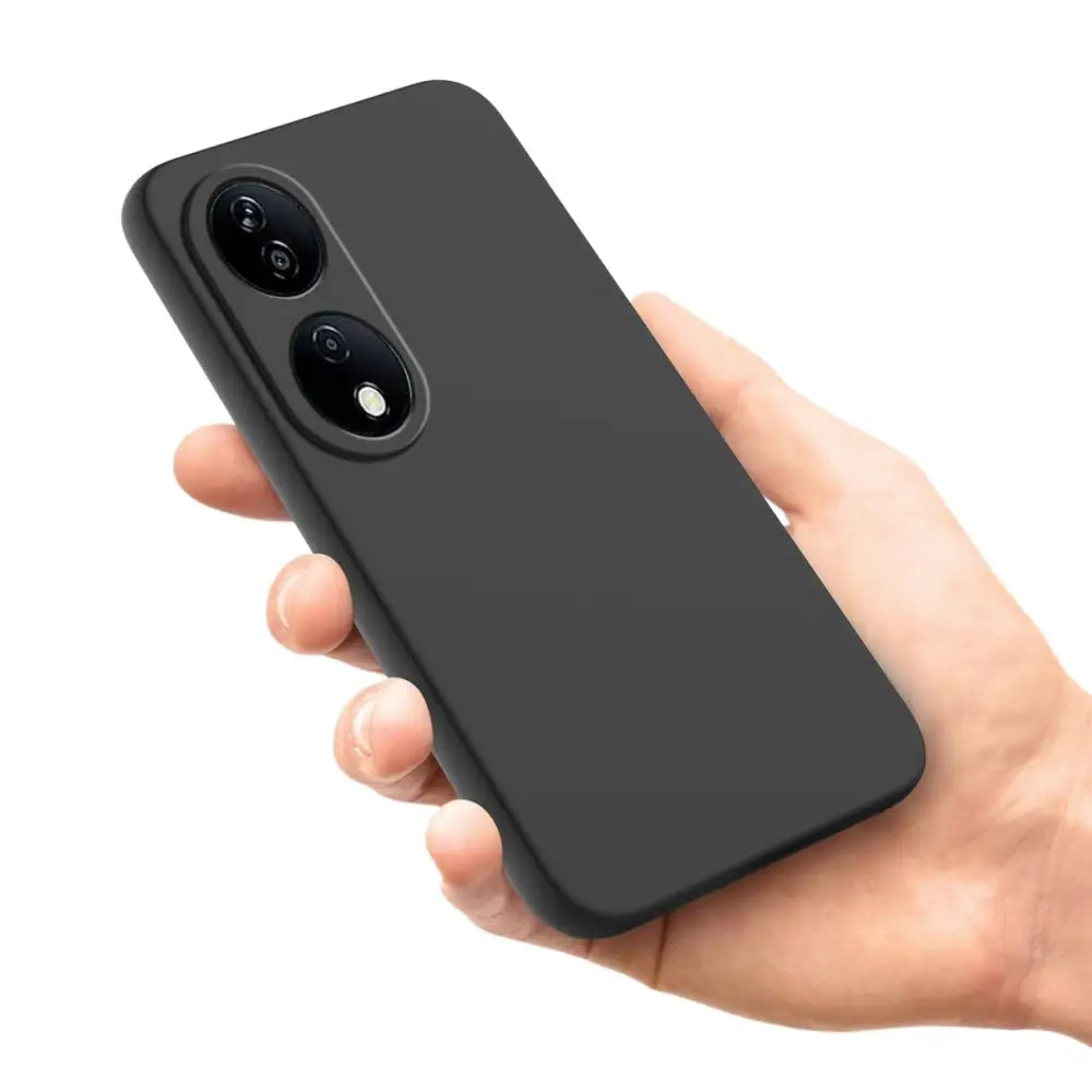 Matte musta puhelinsuojus Honor 90 5G:llä, kaksinkertaisilla kameraleikkauksilla