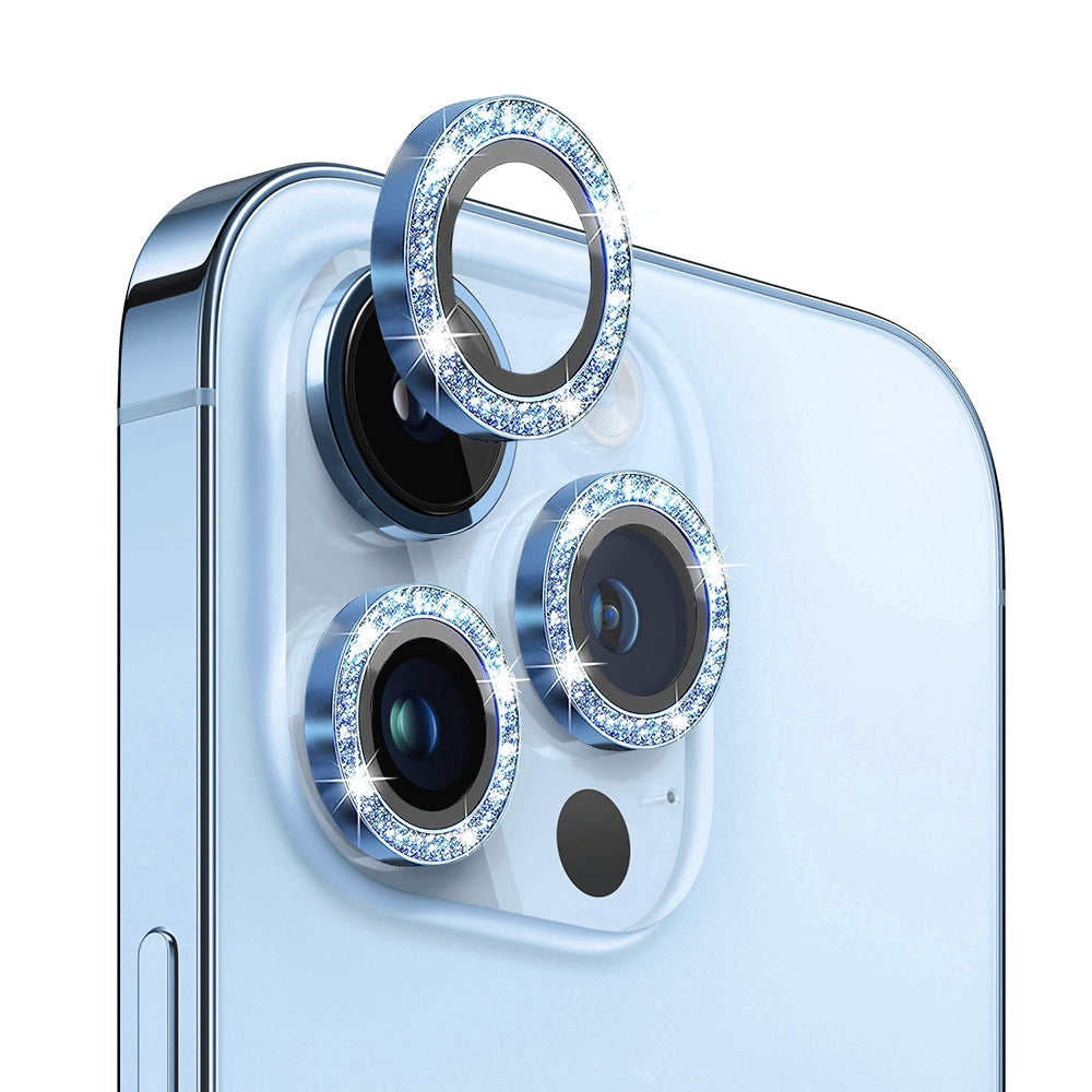 iPhone 13 Pro / 13 Pro Max / iPhone Air Kameran panssarilasi Glitter Diamond - Sininen (3kpl)