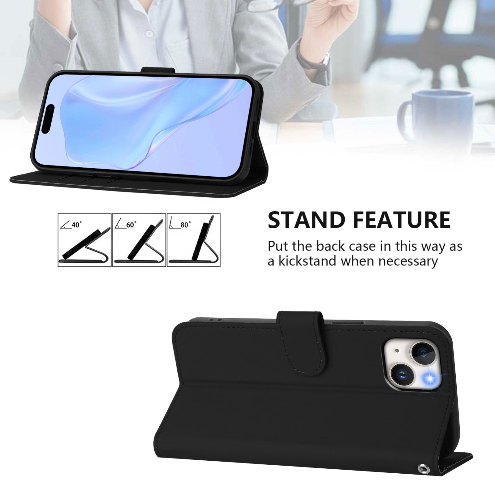 iPhone 14 Plus Lompakko Suojakotelo Musta - Unitec
