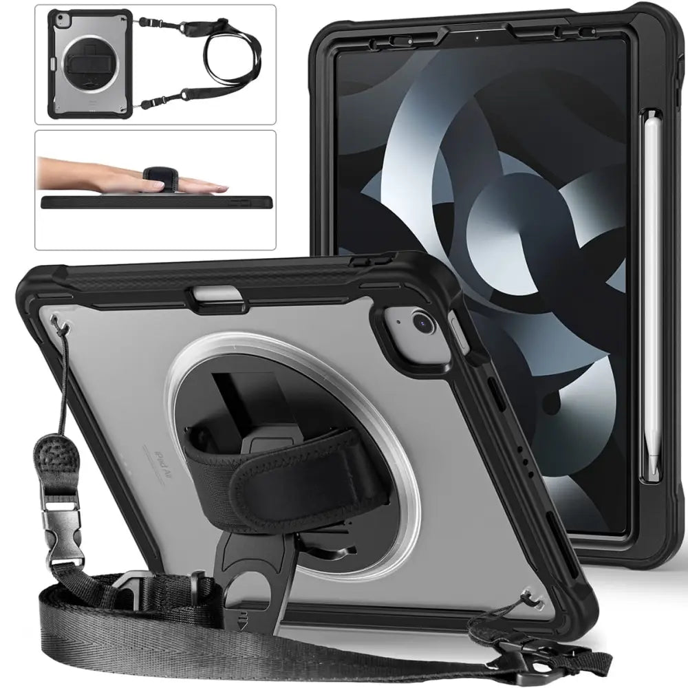 iPad 10.9 (10 Gen / 2022) Armor Suojakotelo Kantohihnalla - Musta