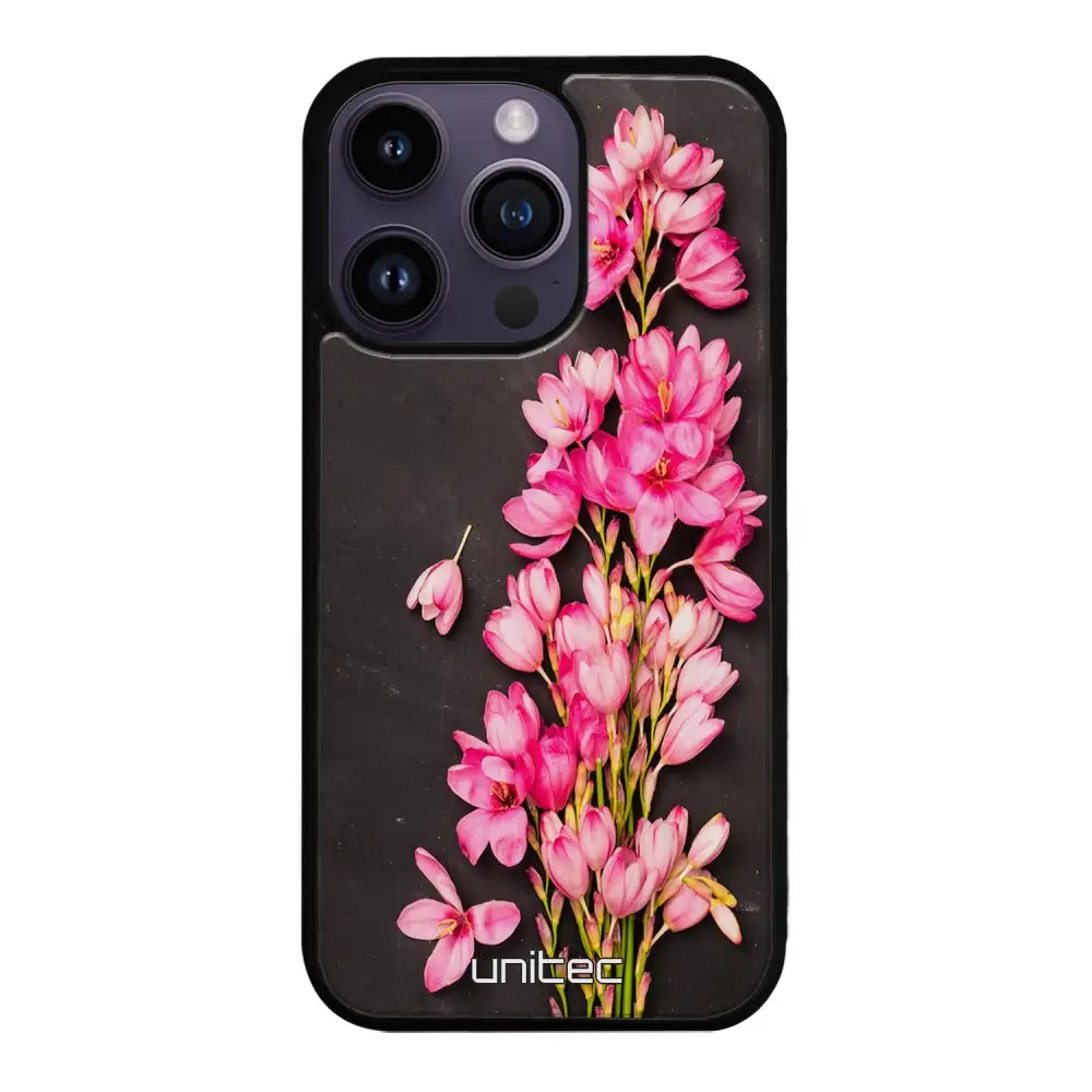 iPhone 14 Pro kukka suojakuoret - Pink Flowers - Ei
