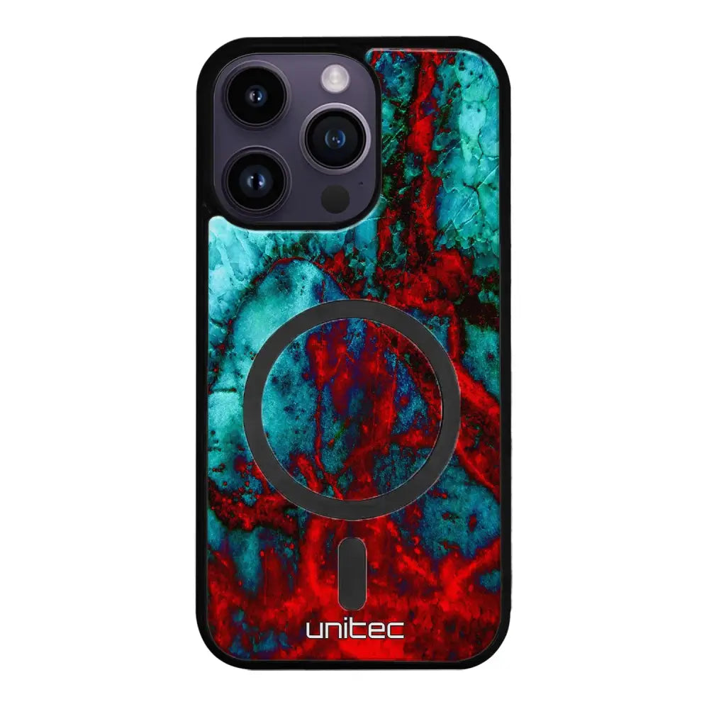 iPhone 14 Pro marmori suojakuoret - Blue Red Marble