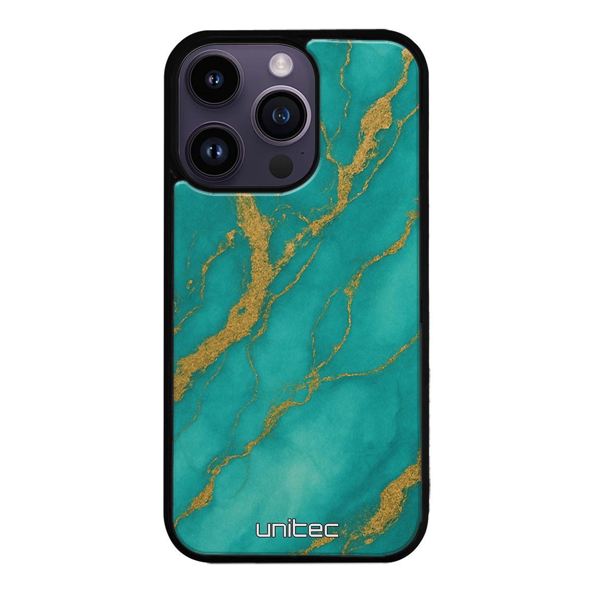 iPhone 15 Pro Suojakuoret Marmori – Turquoise Gold