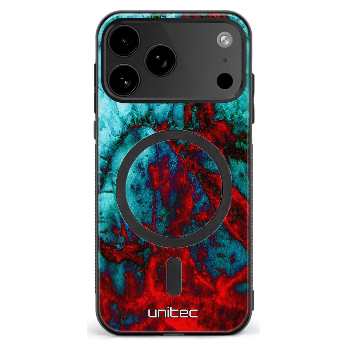 iPhone 18 Pro Max marmori suojakuoret - Blue Red Marble