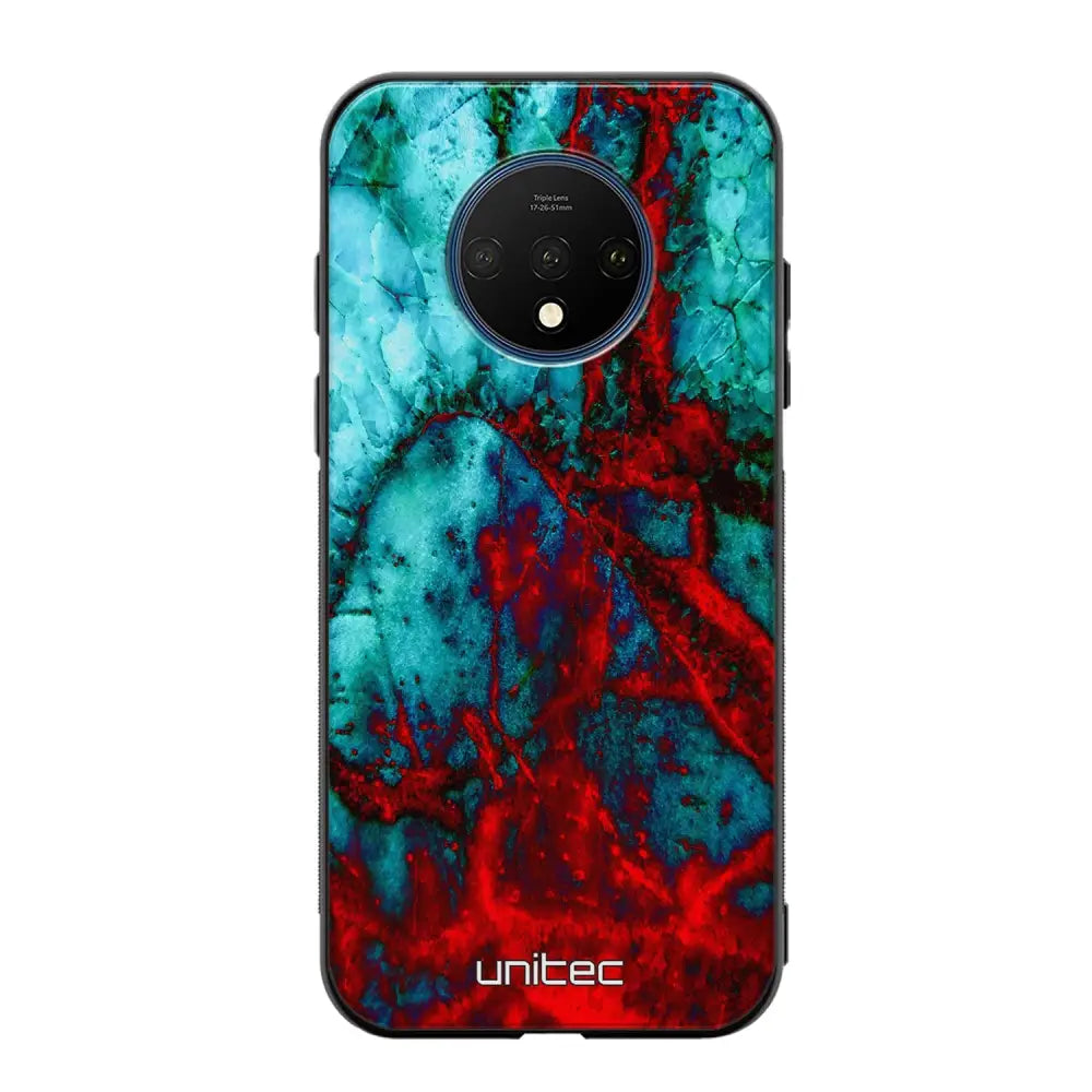 OnePlus 7T marmori suojakuoret - Blue Red Marble - Ei