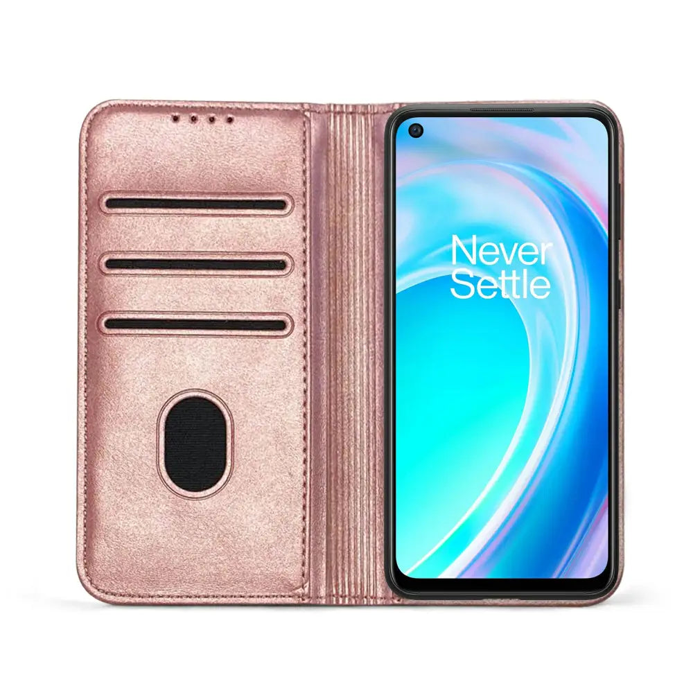 OnePlus 7T Unitec Lompakko Suojakotelo Ruusukulta