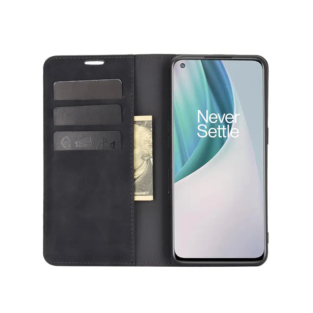 OnePlus Nord N10 Unitec Lompakko Suojakotelo Musta