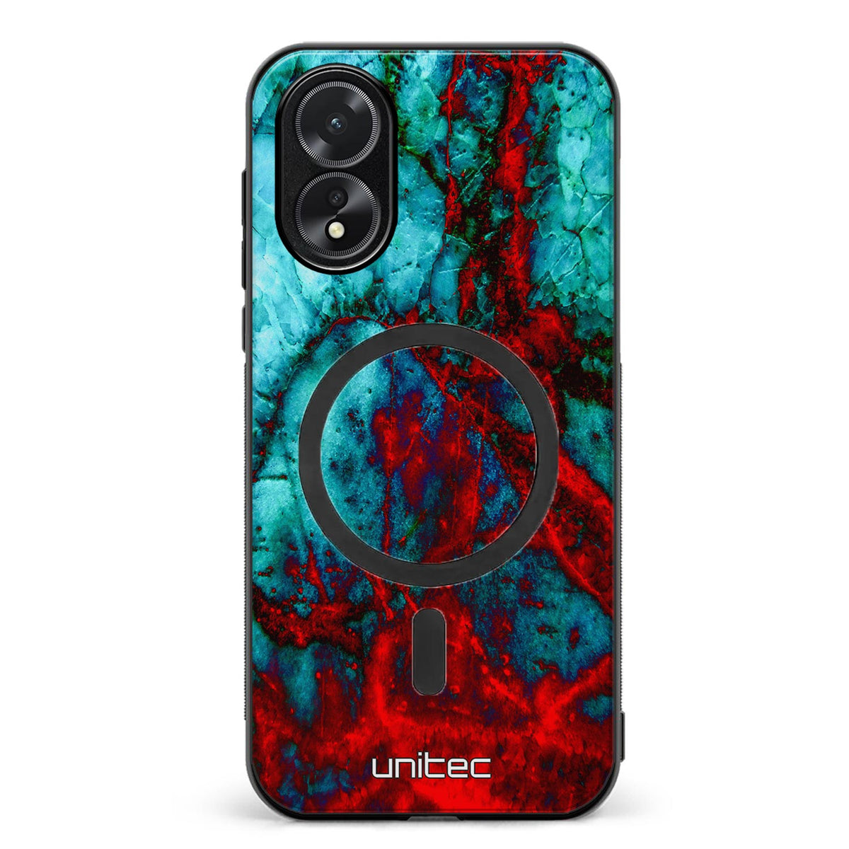 Oppo A18 marmori suojakuoret - Blue Red Marble