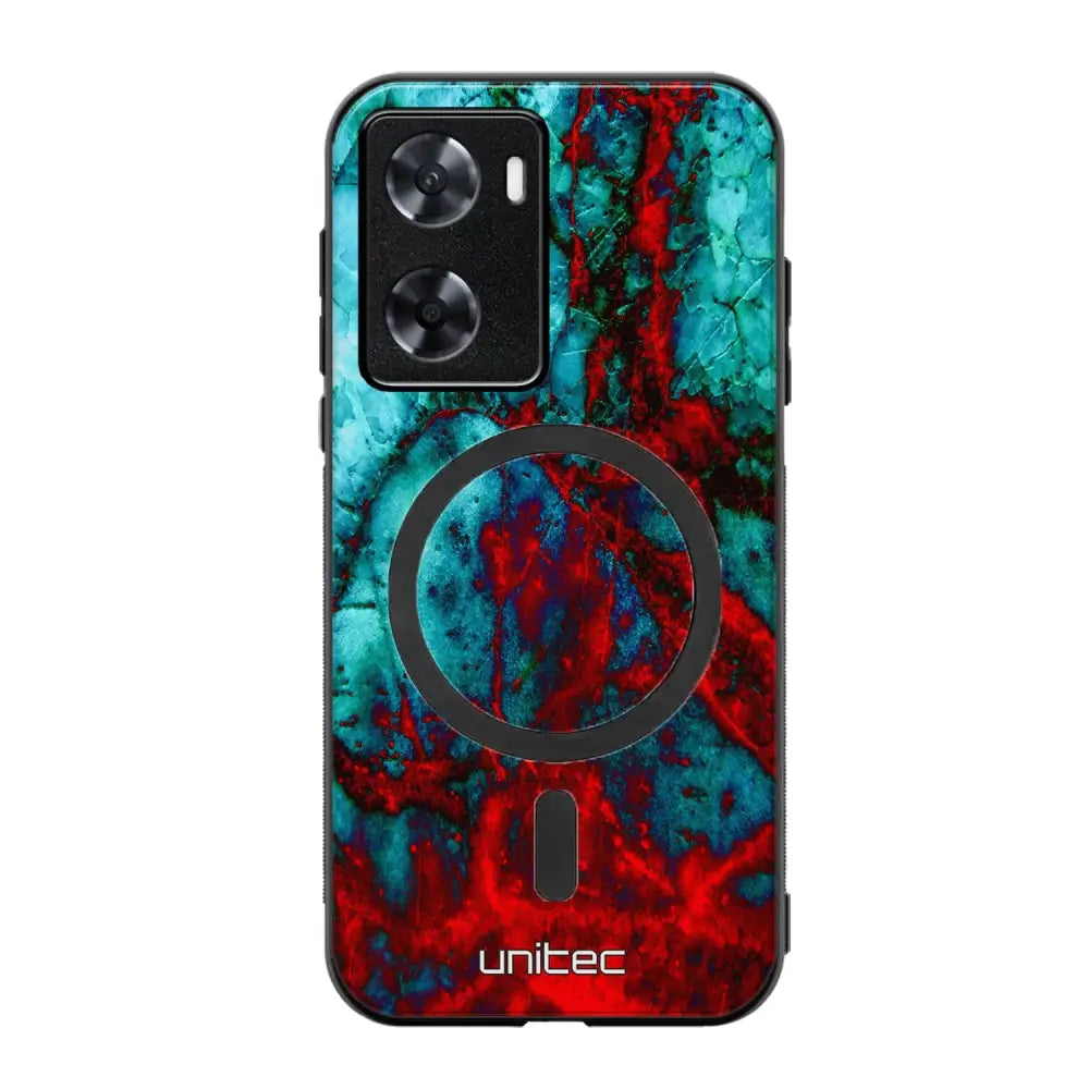 Oppo A77 marmori suojakuoret - Blue Red Marble