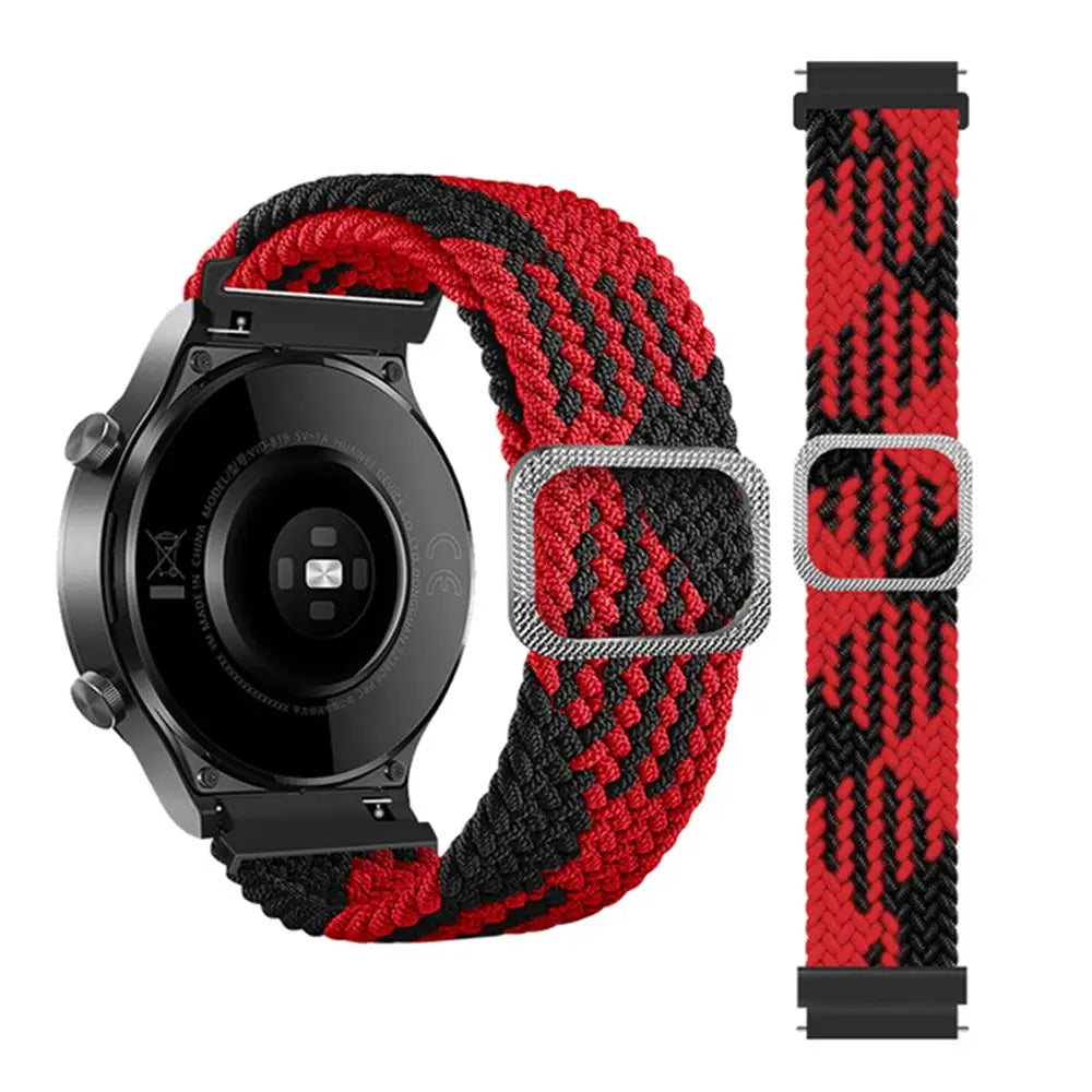 Punottu Nailonranneke 22mm - Musta-Punainen
