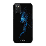 Samsung Galaxy A02s suojakuoret - Blue Smoke On Black - Ei