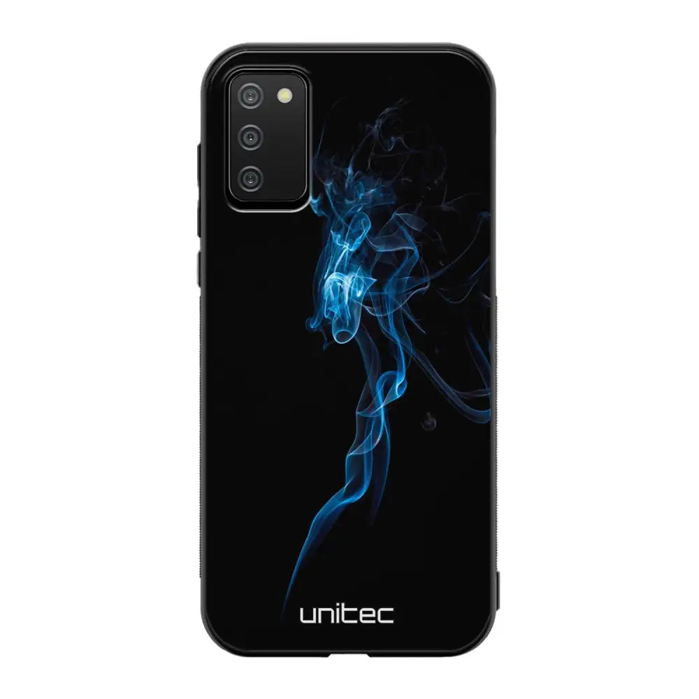 Samsung Galaxy A02s suojakuoret - Blue Smoke On Black - Ei