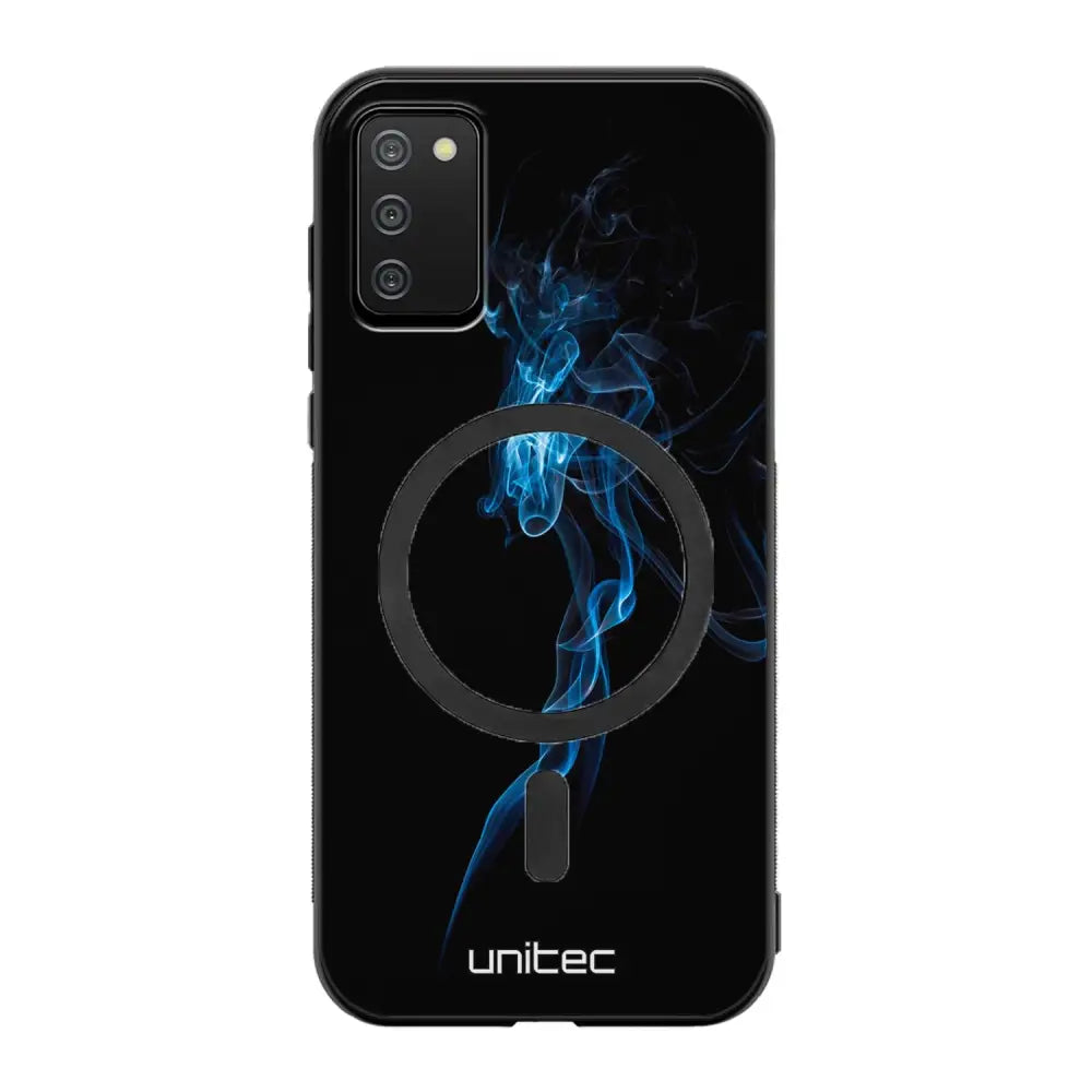 Samsung Galaxy A02s suojakuoret - Blue Smoke On Black