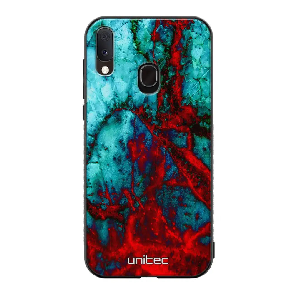 Samsung Galaxy A20e marmori suojakuoret - Blue Red Marble - Ei