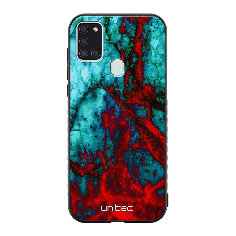 Samsung Galaxy A21s marmori suojakuoret - Blue Red Marble - Ei