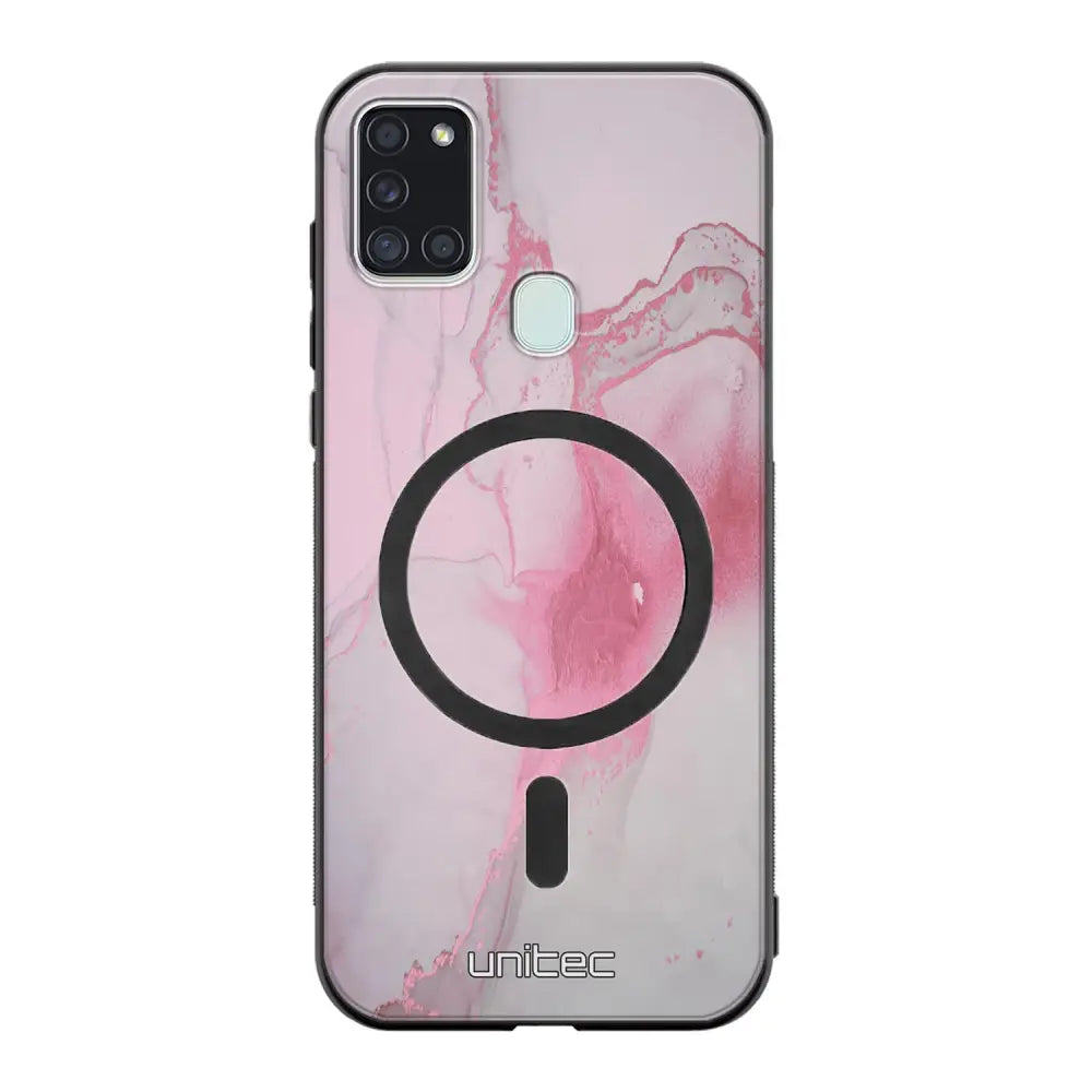 Samsung Galaxy A21s marmori suojakuoret - Pink Pok Rie