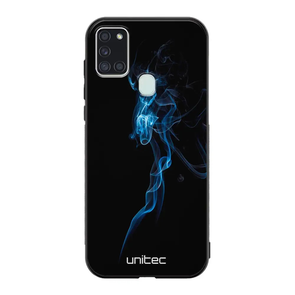Samsung Galaxy A21s suojakuoret - Blue Smoke On Black - Ei