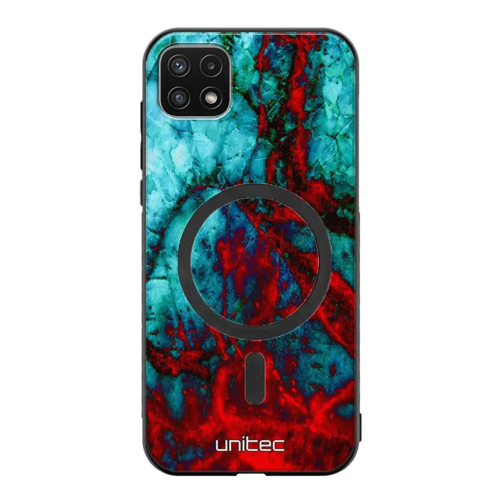 Samsung Galaxy A22 marmori suojakuoret - Blue Red Marble