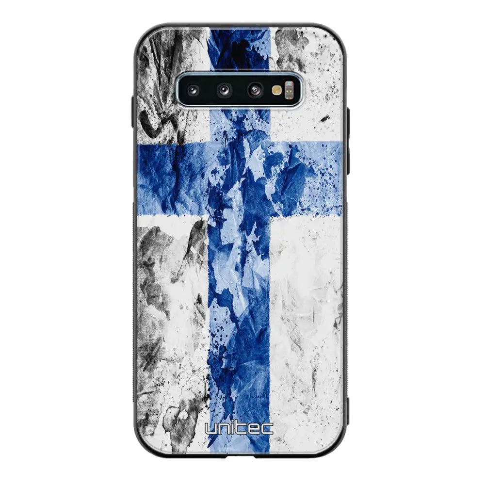 Samsung Galaxy S10 Plus suojakuoret - Painted Finnish Flag - Ei