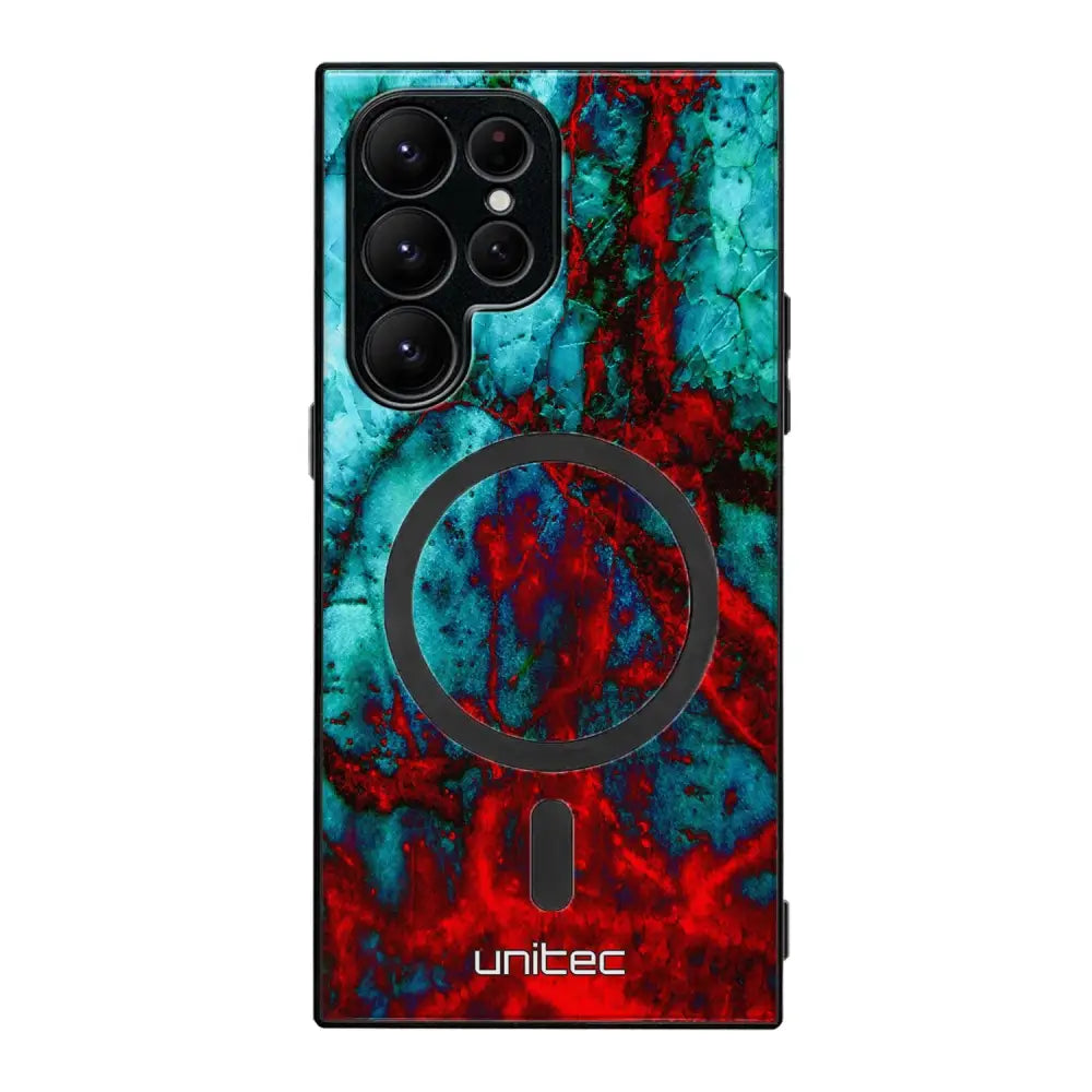 Samsung Galaxy S22 Ultra marmori suojakuoret - Blue Red Marble