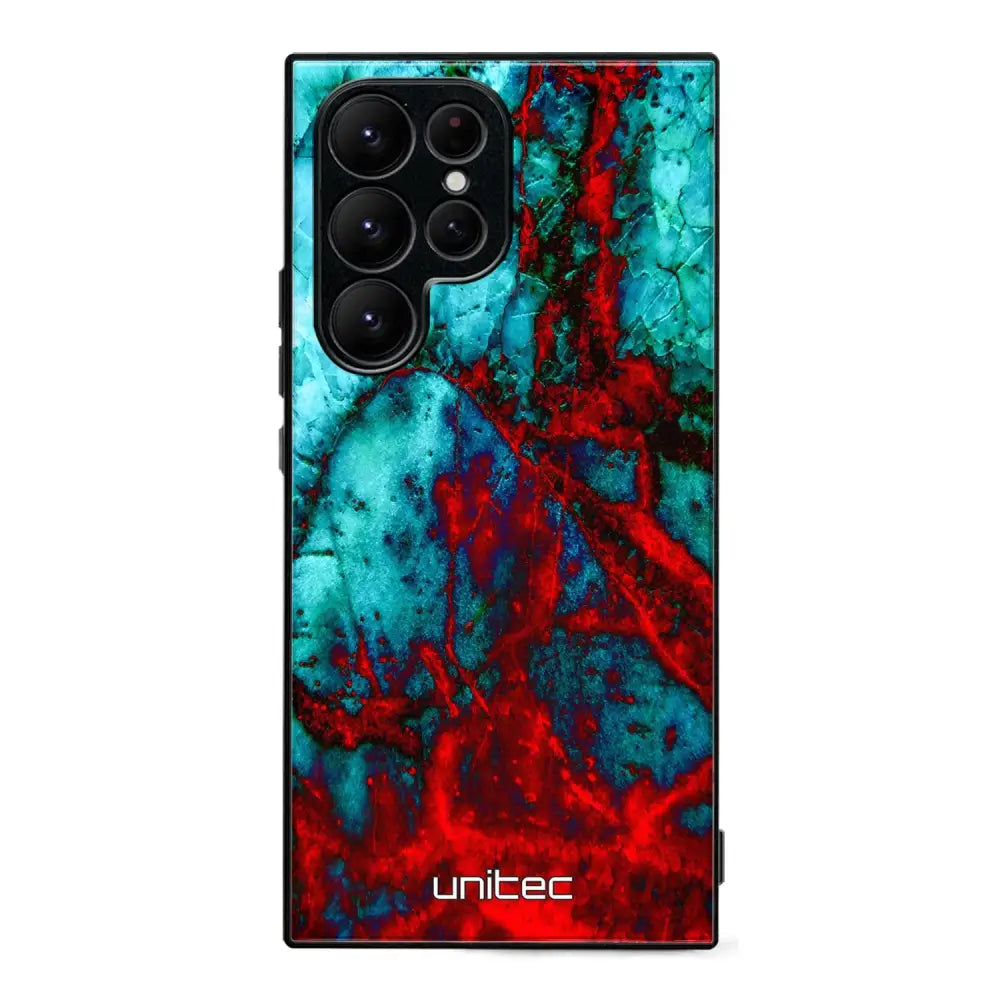Samsung Galaxy S24 Ultra marmori suojakuoret - Blue Red Marble - Ei