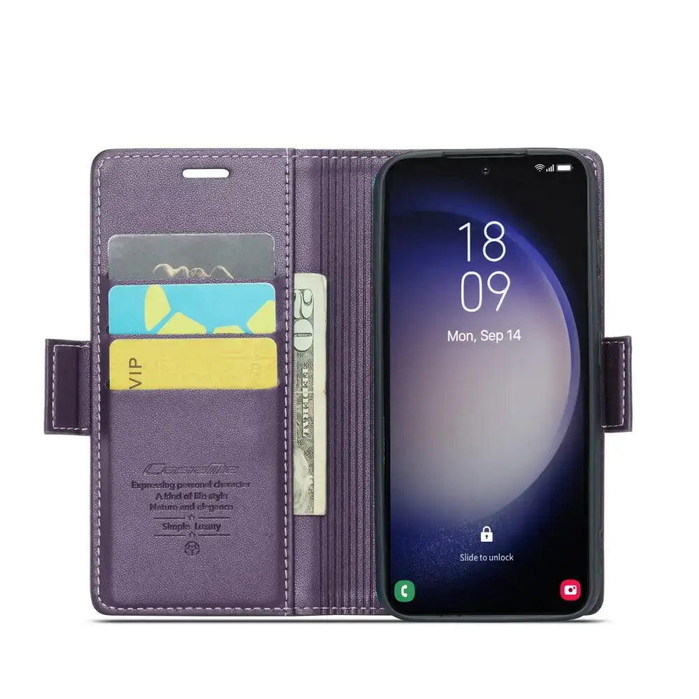 Samsung Galaxy S24 Lompakko suojakotelo RFID - Violetti - CaseMe