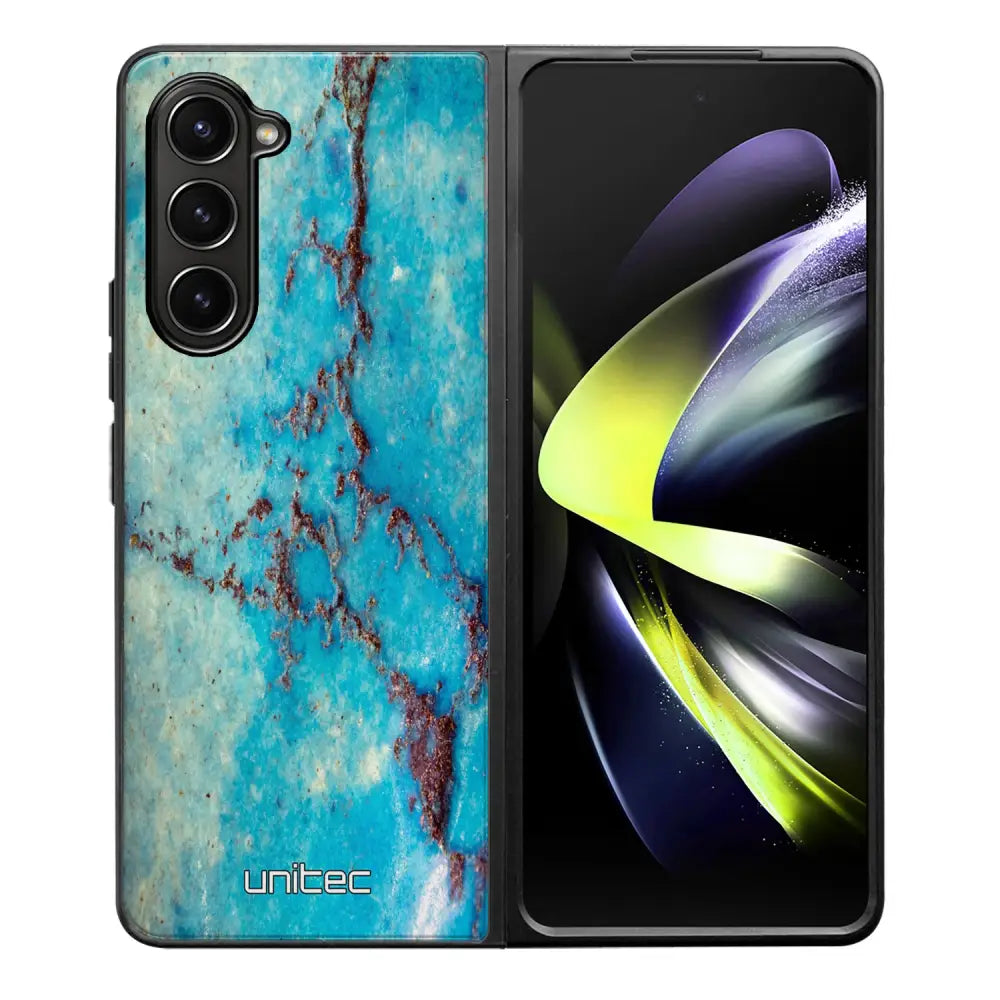 Samsung Galaxy Z Fold 5 marmori suojakuoret - Turquoise Marble - Ei