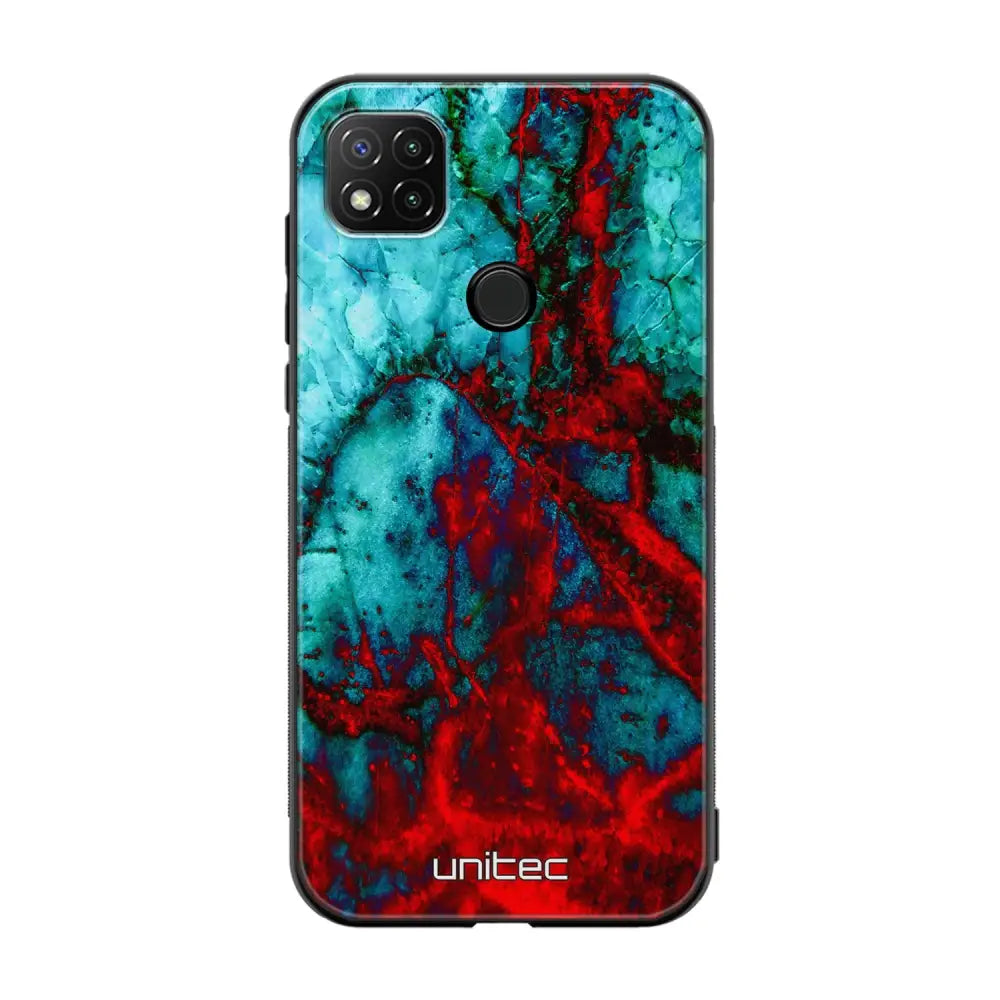 Xiaomi Redmi 9C marmori suojakuoret - Blue Red Marble - Ei