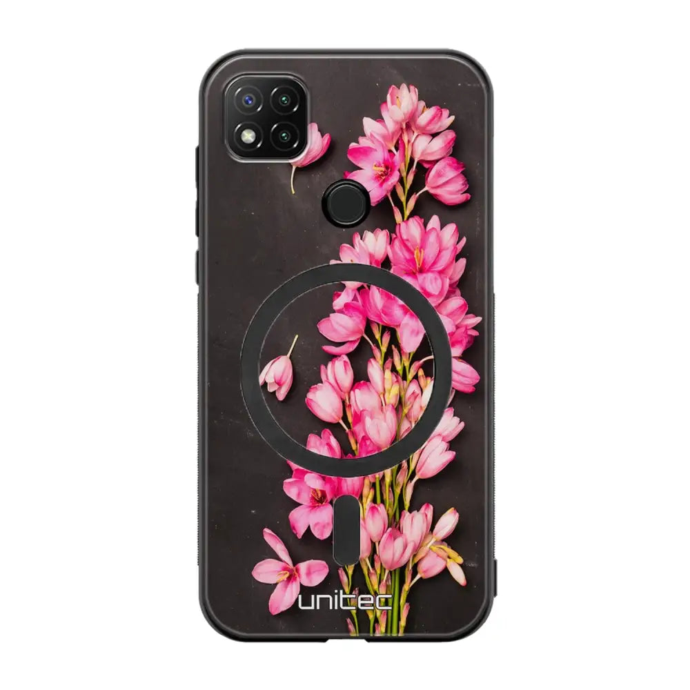 Xiaomi Redmi 9C NFC kukka suojakuoret - Pink Flowers