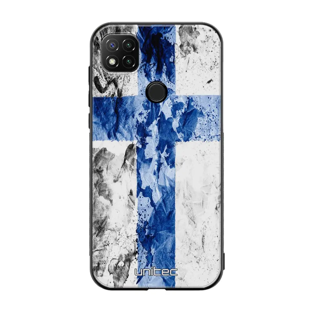 Xiaomi Redmi 9C NFC suojakuoret - Painted Finnish Flag - Ei