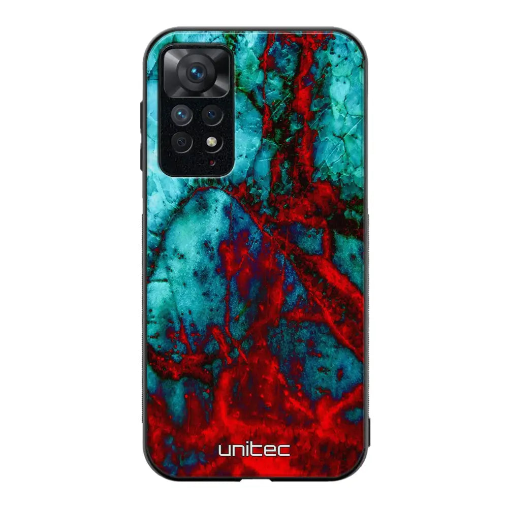 Xiaomi Redmi Note 11 marmori suojakuoret - Blue Red Marble - Ei